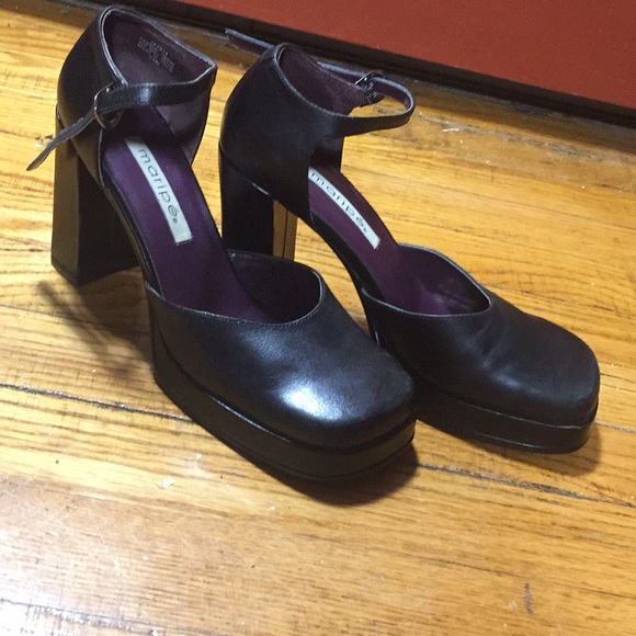 Maripé Vintage black platform stacked heels - Picture 6 of 7